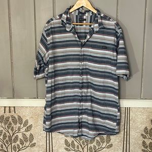 EDDIE BAUER XLT stripe lightweight cotton button down shirt sleeve shirt EUC